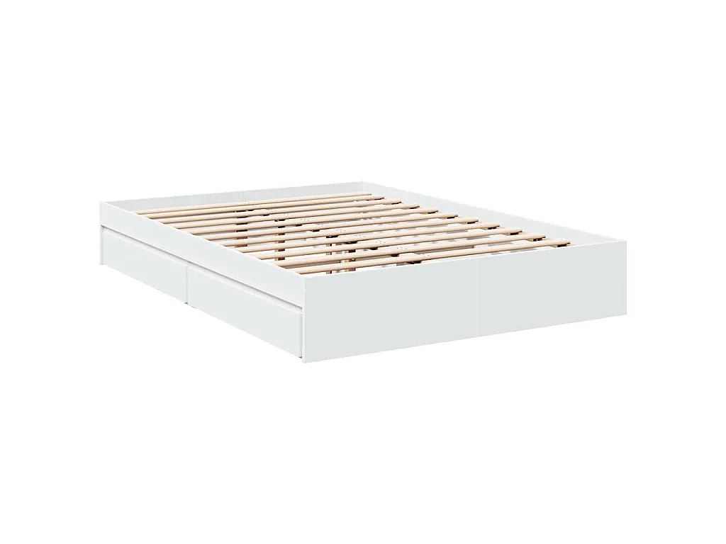 Cadre de lit avec tiroirs sans matelas blanc 140x200 cm
