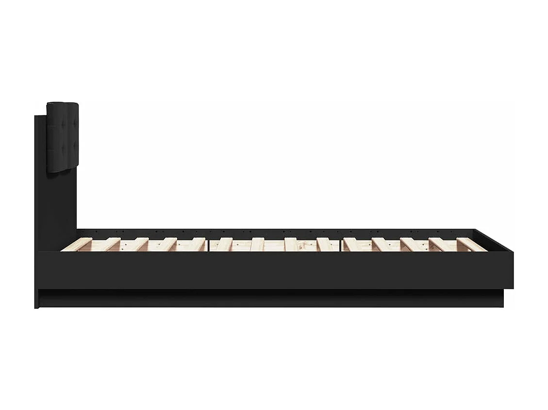 Giroletto con Testiera Nero 75x190 cm in Legno Multistrato