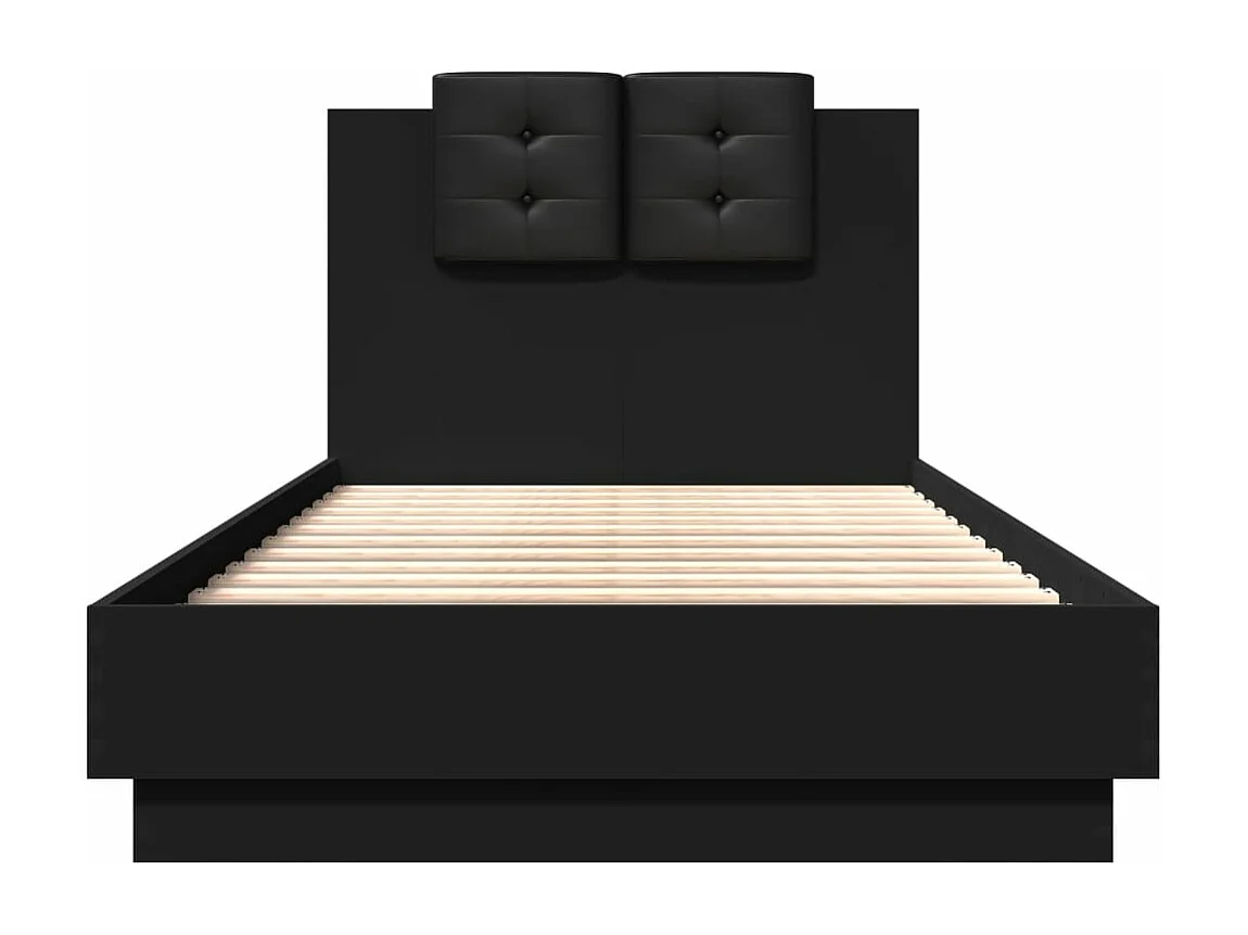 Cadre de lit sans matelas noir 75x190 cm