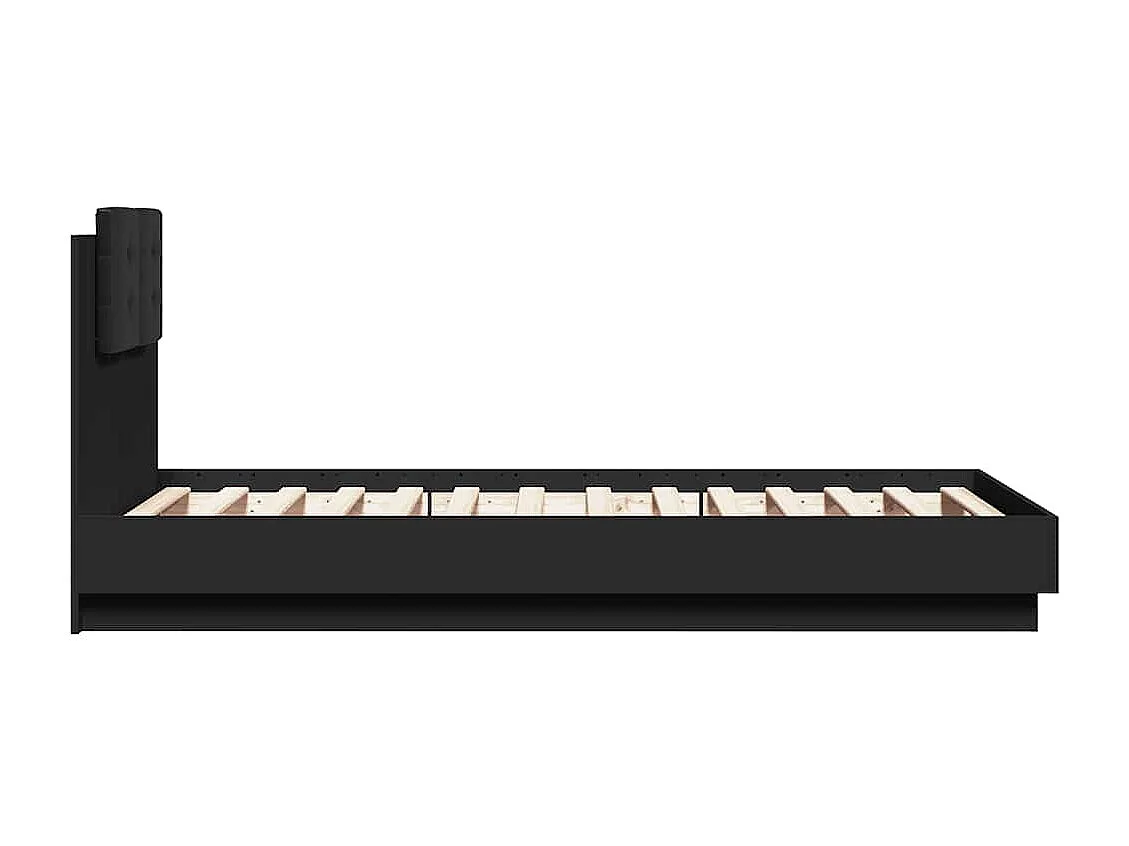Bettgestell mit Kopfteil Schwarz 75x190 cm Holzwerkstoff