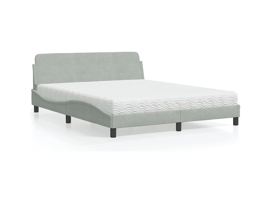 Bett mit Matratze "Dover" Hellgrau 160x200 cm Samt