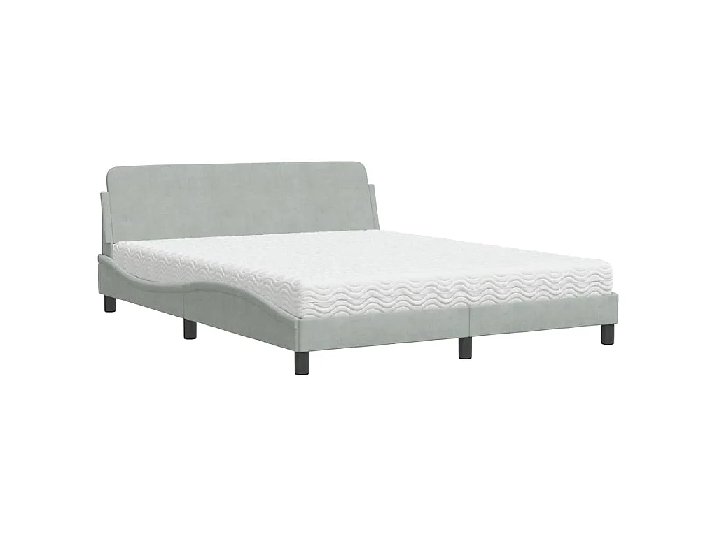 Letto con Materasso Dover Grigio Chiaro 160x200 cm in Velluto