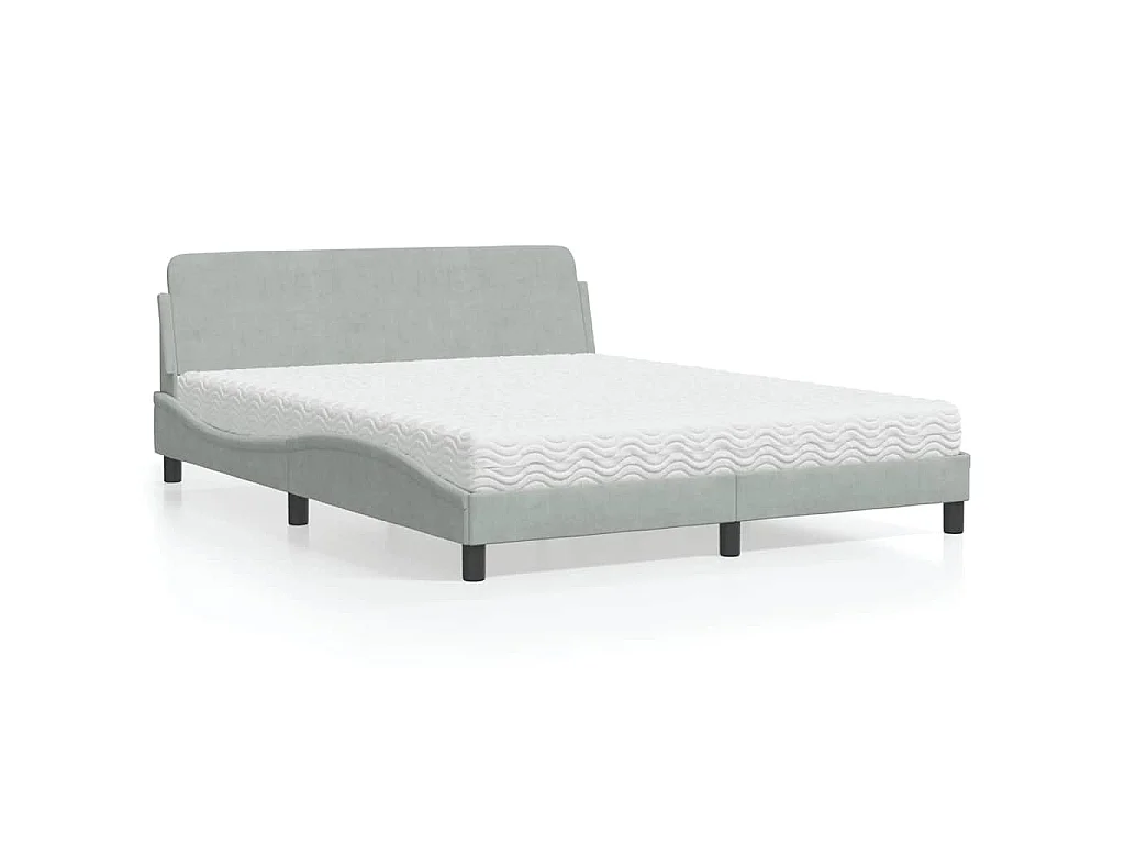 Letto con Materasso Dover Grigio Chiaro 160x200 cm in Velluto