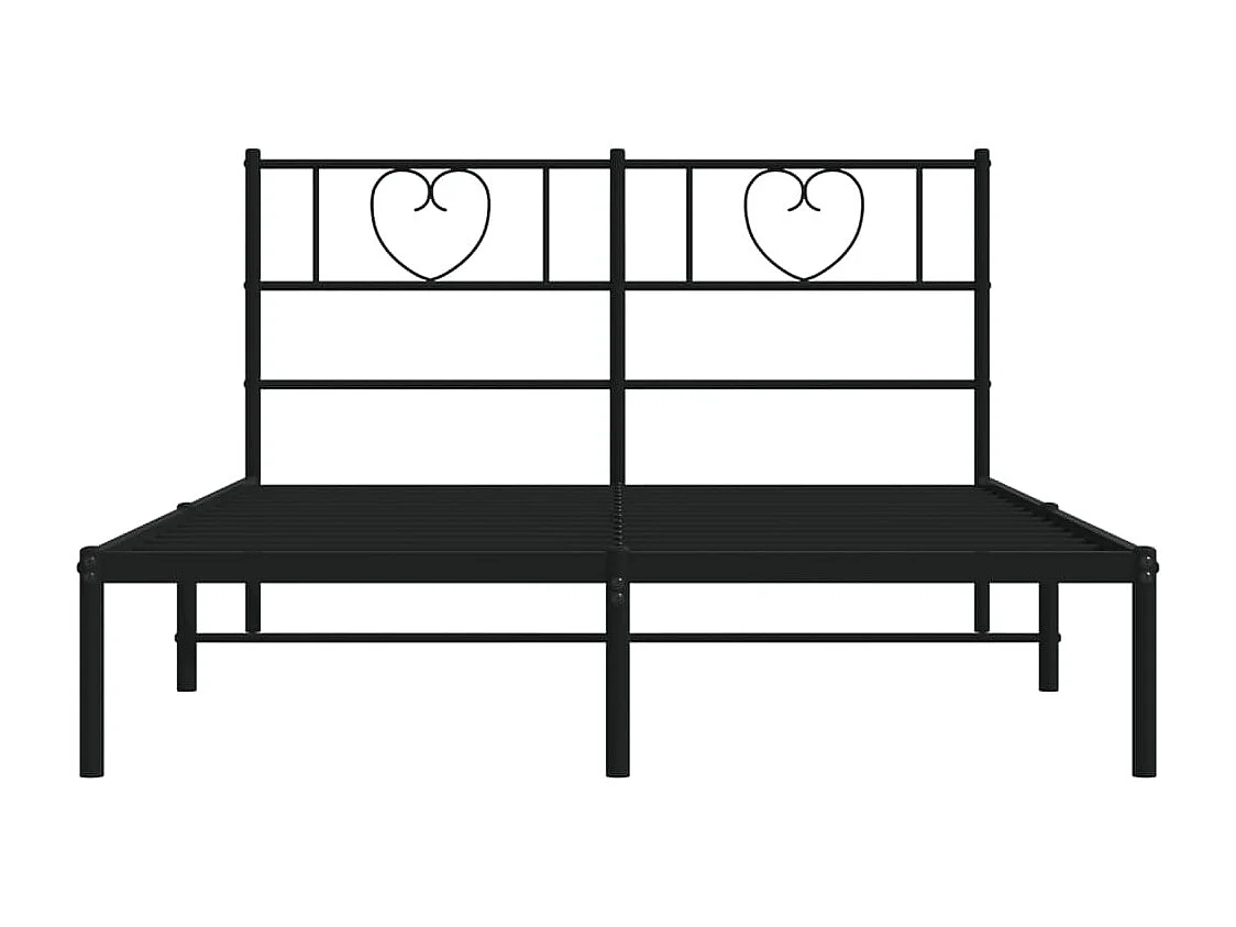 Bettgestell mit Kopfteil Metall Schwarz 140x190 cm