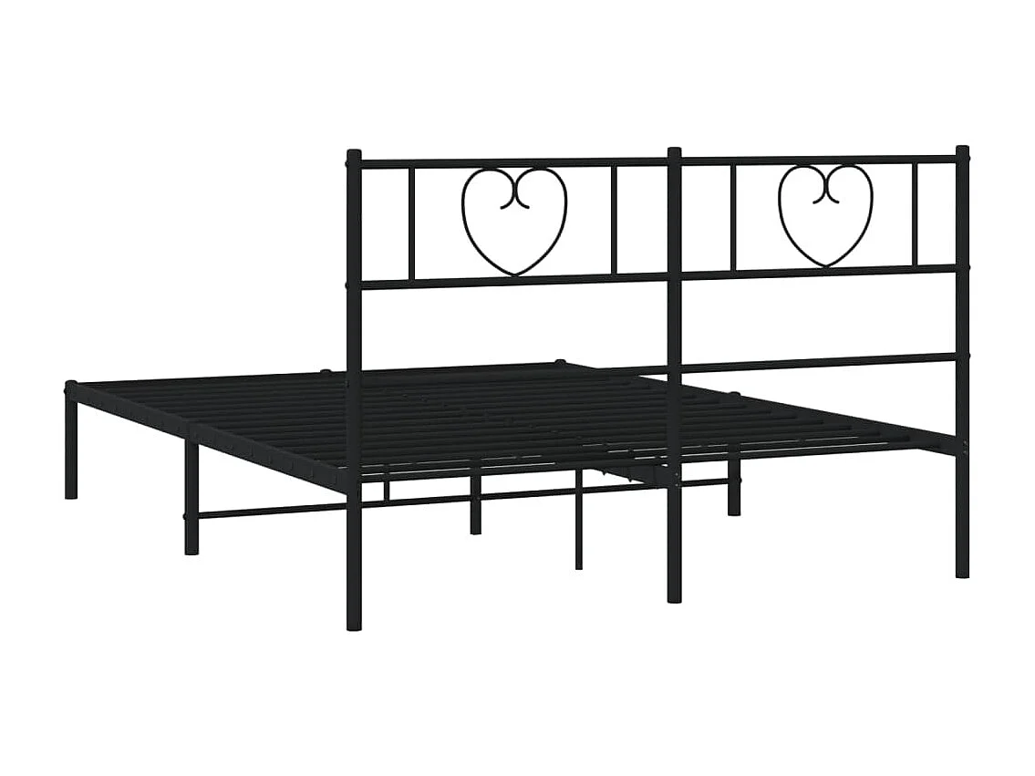 Bettgestell mit Kopfteil Metall Schwarz 140x190 cm