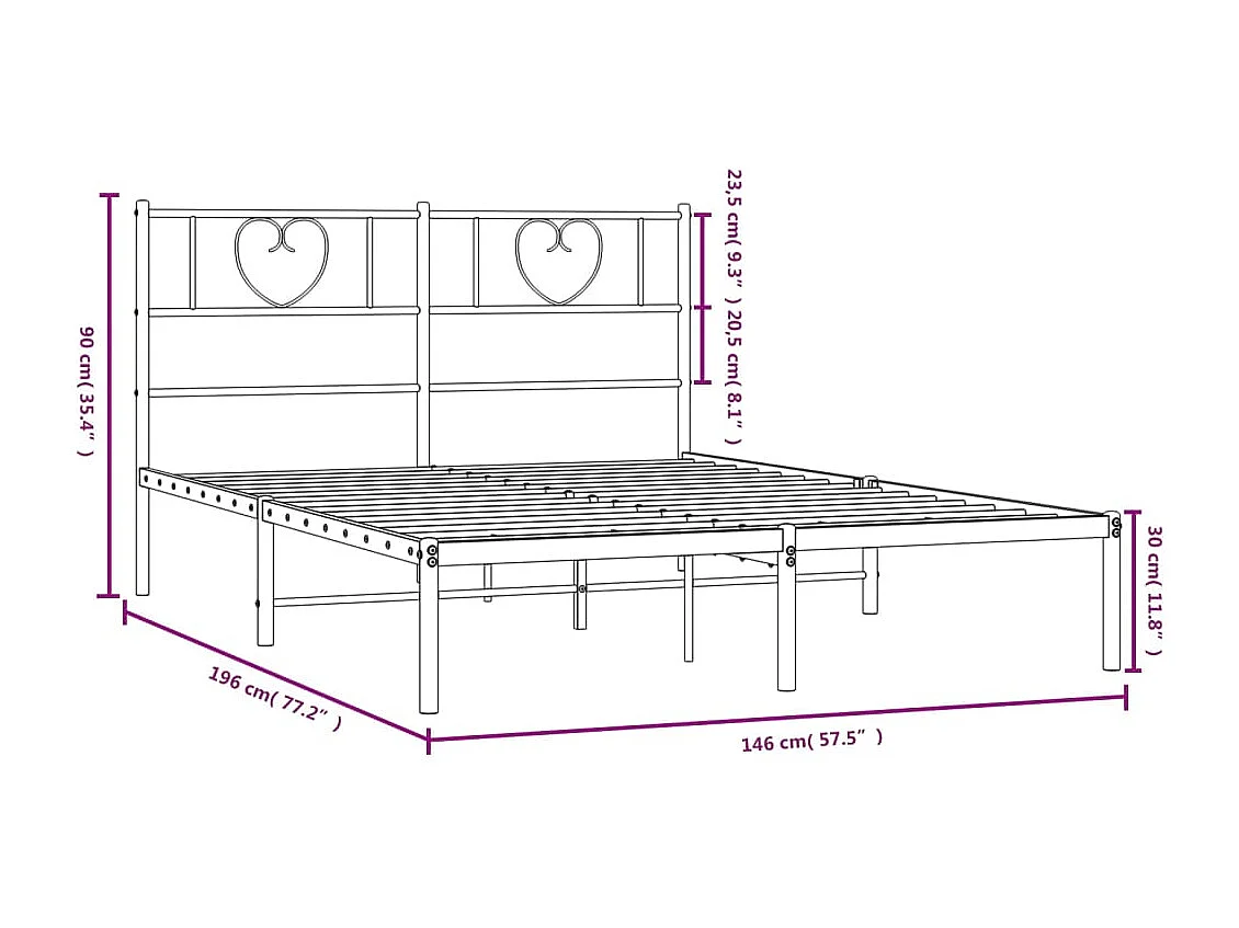 Bettgestell mit Kopfteil Metall Schwarz 140x190 cm