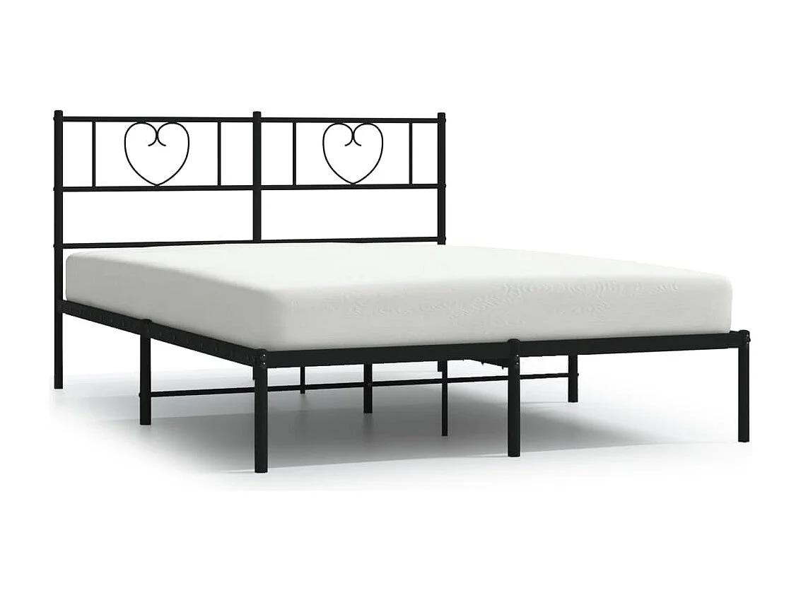 Cadre de lit métal sans matelas avec tête de lit noir 140x190cm