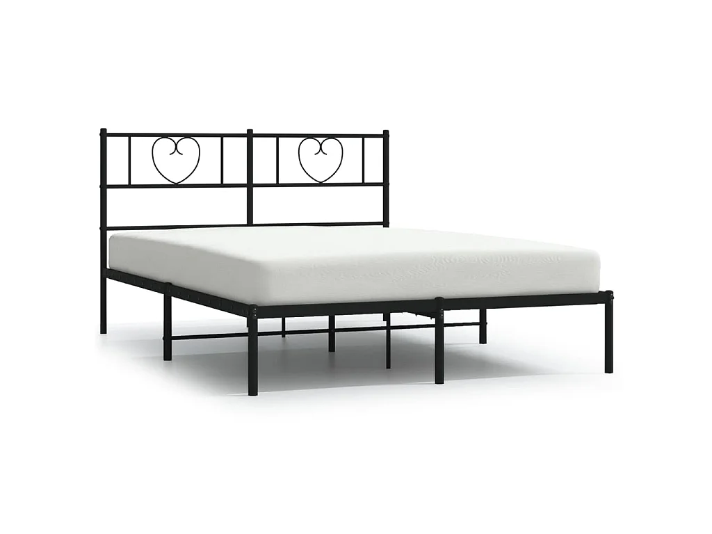 Cadre de lit métal sans matelas avec tête de lit noir 140x190cm