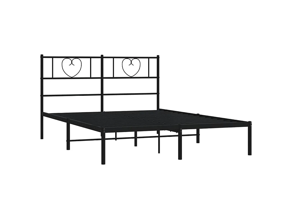 Cadre de lit métal sans matelas avec tête de lit noir 140x190cm