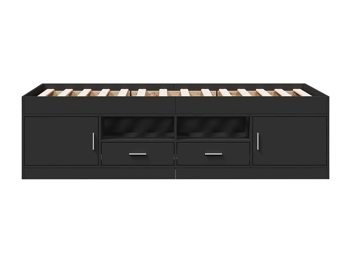 Tagesbett mit Schubladen ohne Matratze Schwarz 75x190 cm