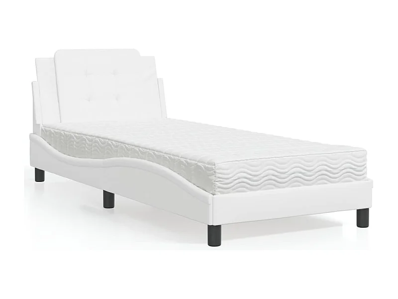 Lit avec matelas blanc 100x200 cm similicuir