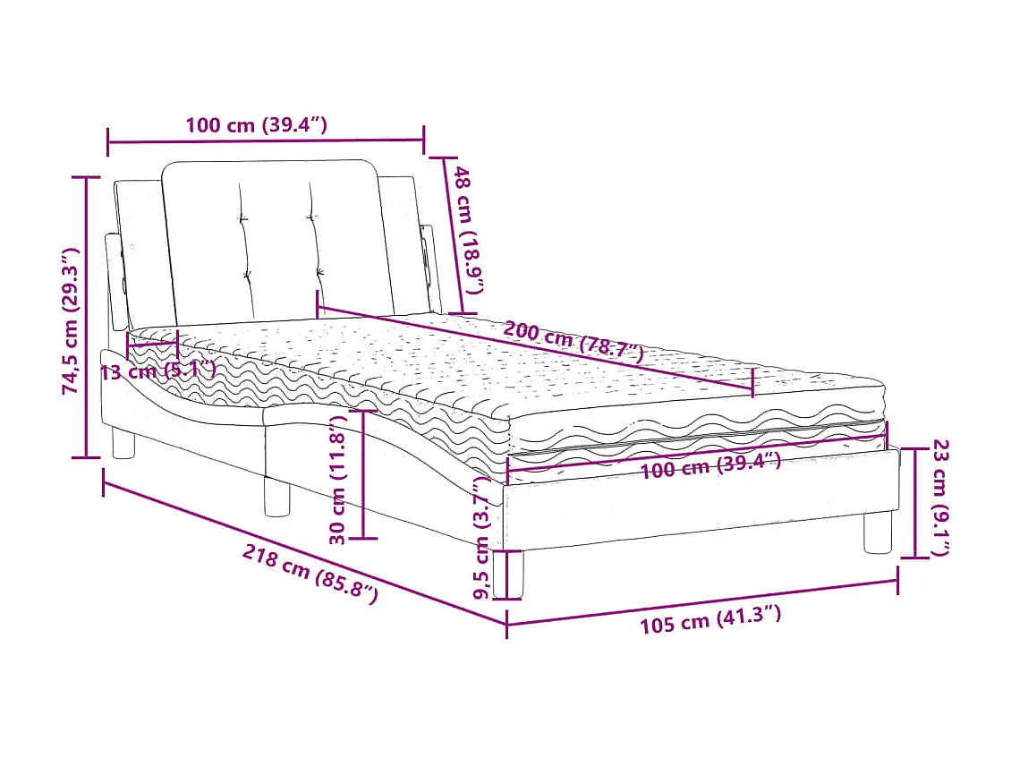 Bedframe zonder matras "Zadar" kunstleer wit 100x200 cm