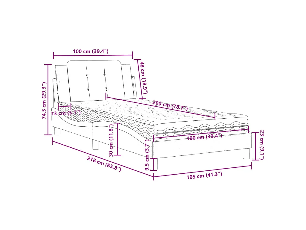 Giroletto senza Materasso Zadar Bianco 100x200 cm in Similpelle