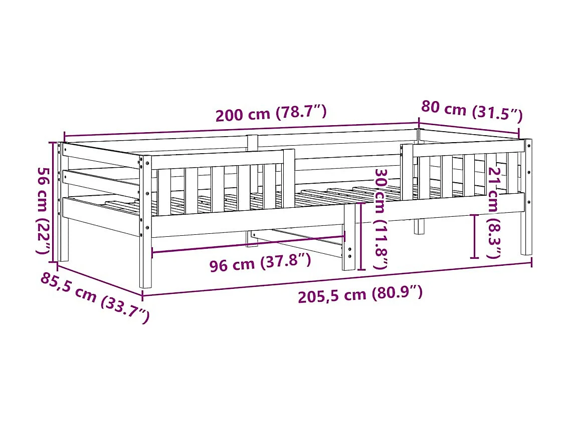 Cadre de lit sans matelas cire marron 80x200 cm bois pin massif