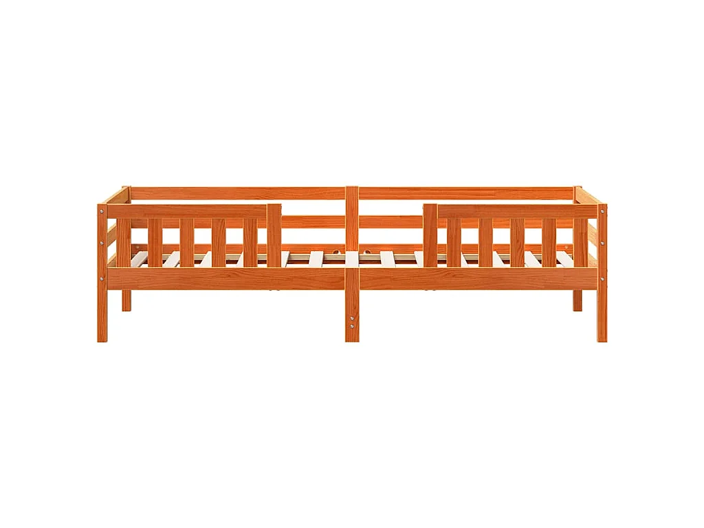 Cama sin colchón madera maciza pino marrón cera 80x200 cm