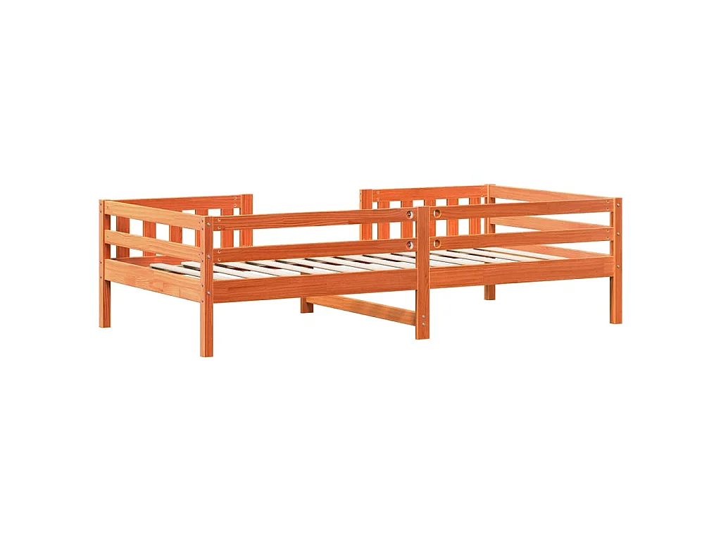 Cama sin colchón madera maciza pino marrón cera 80x200 cm