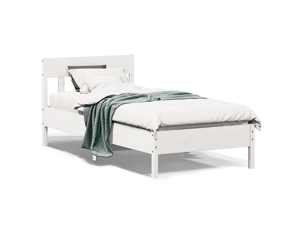 Cadre de lit sans matelas blanc 90x190 cm bois de pin massif