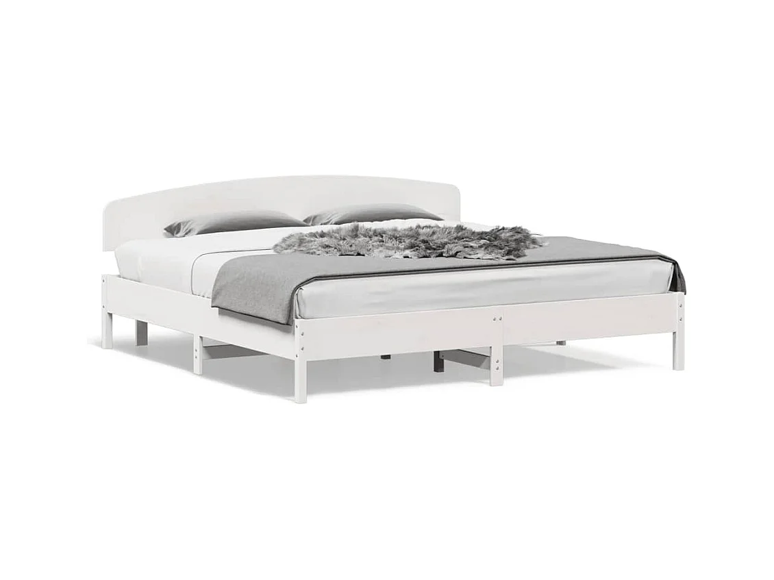 Cadre de lit sans matelas blanc 200x200 cm bois massif de pin