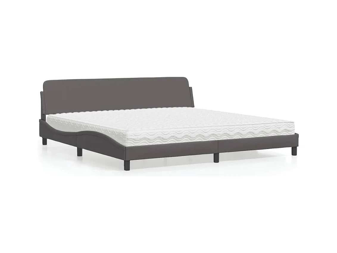 Lit avec matelas gris 200x200 cm similicuir