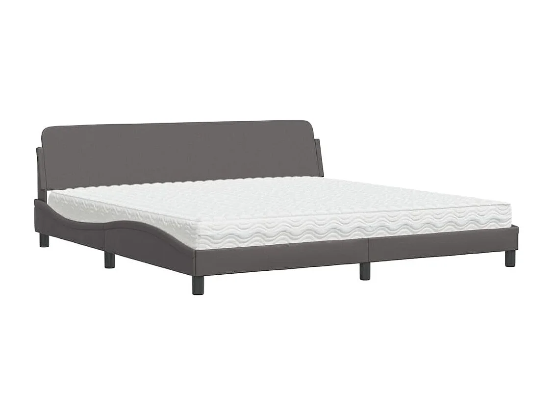 Cama com colchão Dover 200x200 cm couro artificial cinzento
