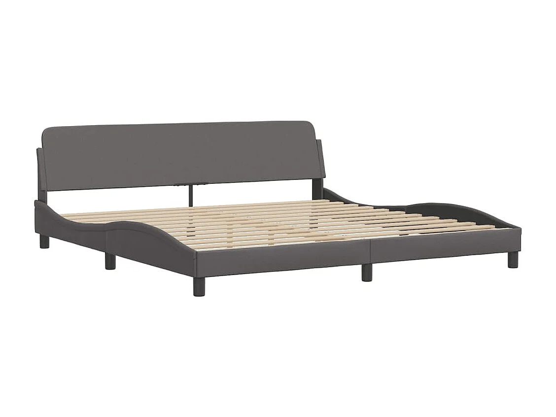 Lit avec matelas Dover gris 200x200 cm similicuir