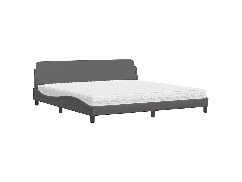 Lit avec matelas Dover gris 200x200 cm similicuir