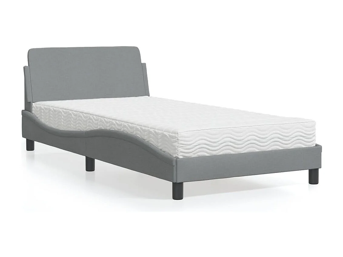 Lit avec matelas Dover gris clair 100x200 cm tissu