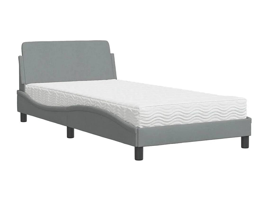 Lit avec matelas Dover gris clair 100x200 cm tissu