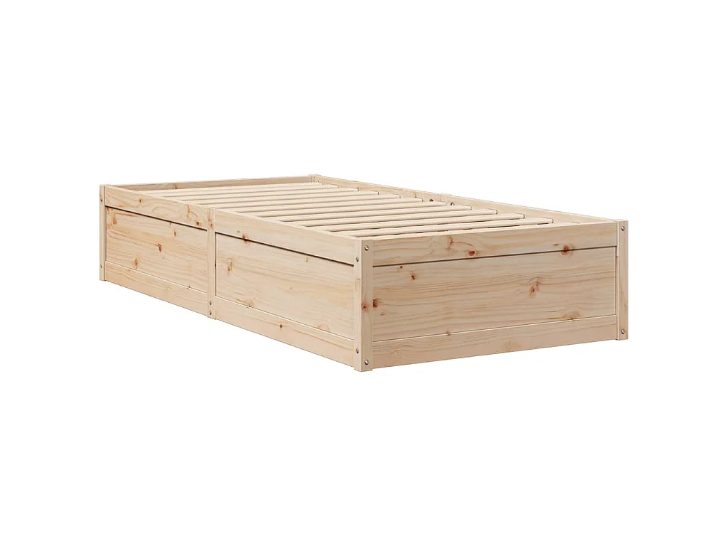 Letto con Materasso 90x190 cm in Legno Massello di Pino