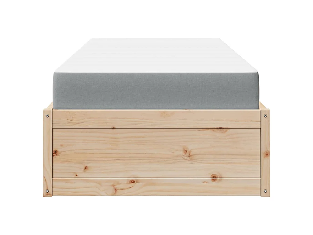 Letto con Materasso 90x190 cm in Legno Massello di Pino