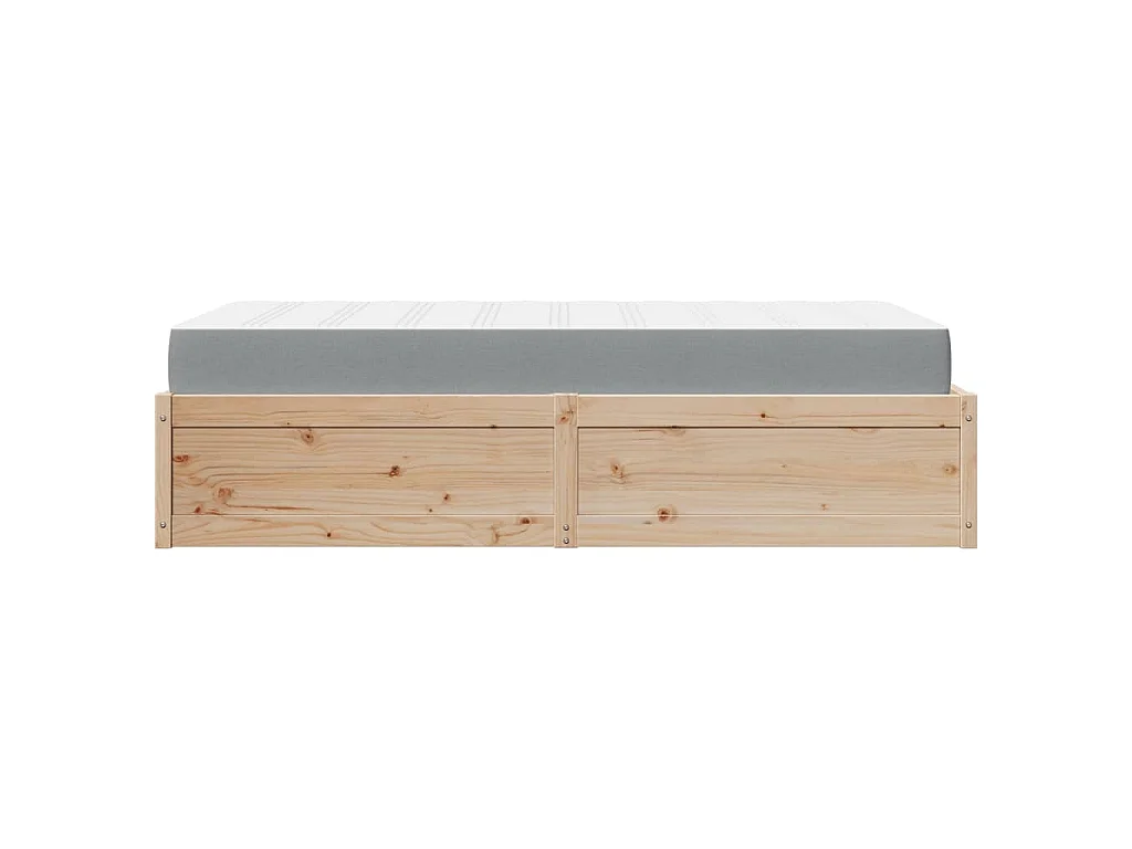 Letto con Materasso 90x190 cm in Legno Massello di Pino