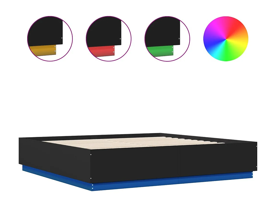 Giroletto con Luci LED Nero 200x200 cm in Legno Multistrato