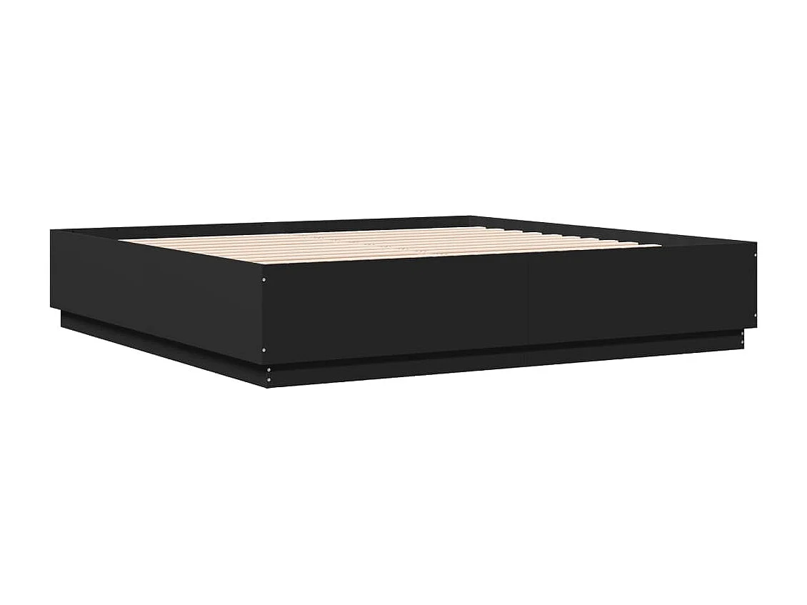 Giroletto con Luci LED Nero 200x200 cm in Legno Multistrato