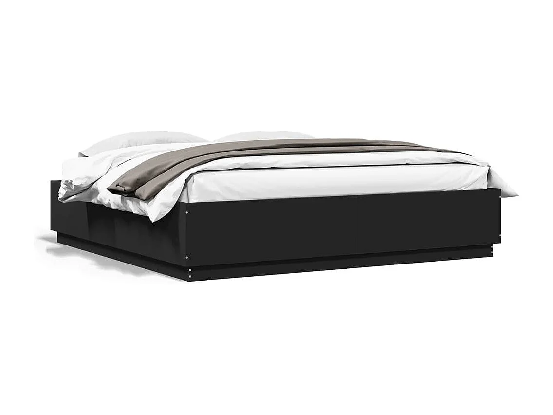 Cadre de lit avec LED sans matelas noir 200x200 cm