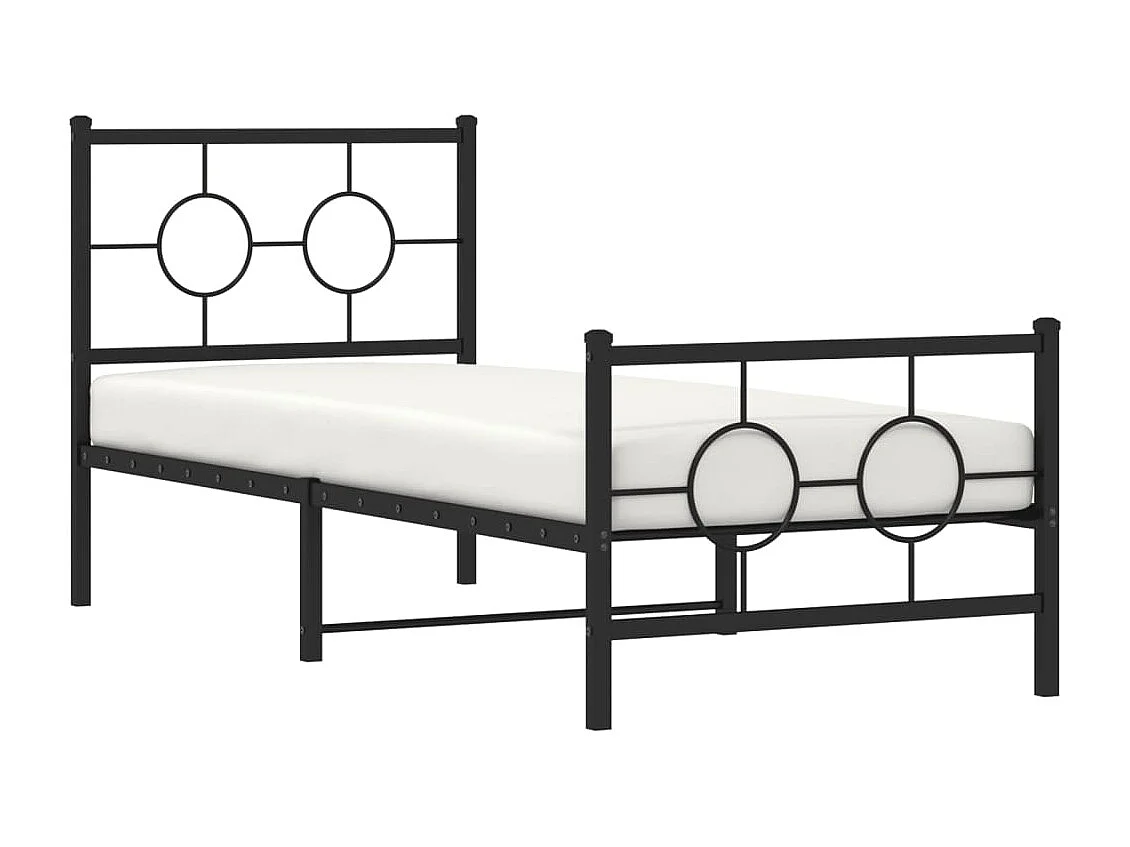 Cadre de lit métal sans matelas avec pied de lit noir 75x190 cm