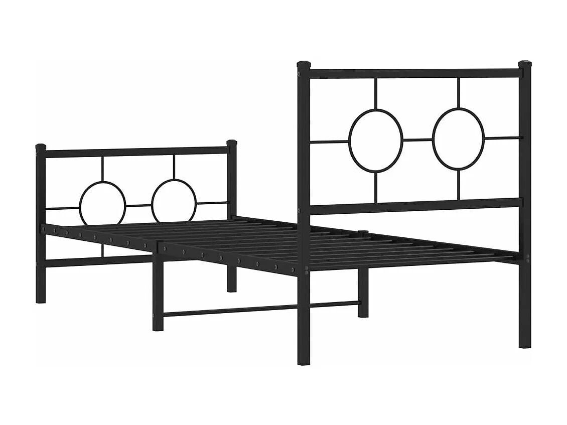 Cadre de lit métal sans matelas avec pied de lit noir 75x190 cm