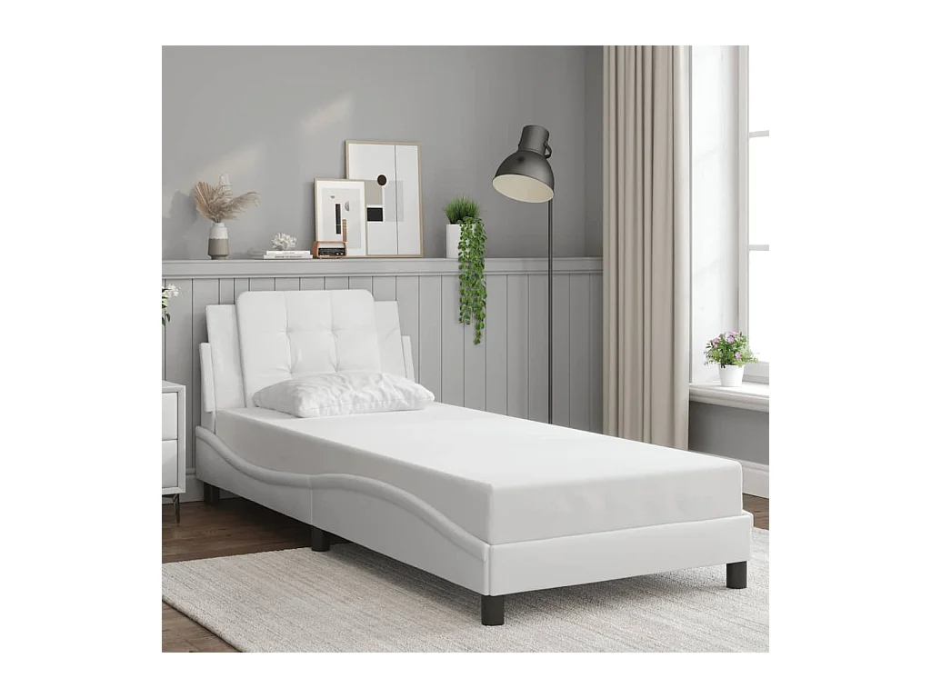 Cadre de lit sans matelas blanc 90x190 cm similicuir