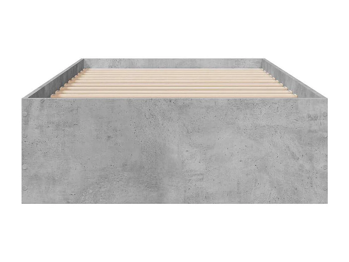Cadre de lit avec tiroirs sans matelas gris béton 75x190 cm