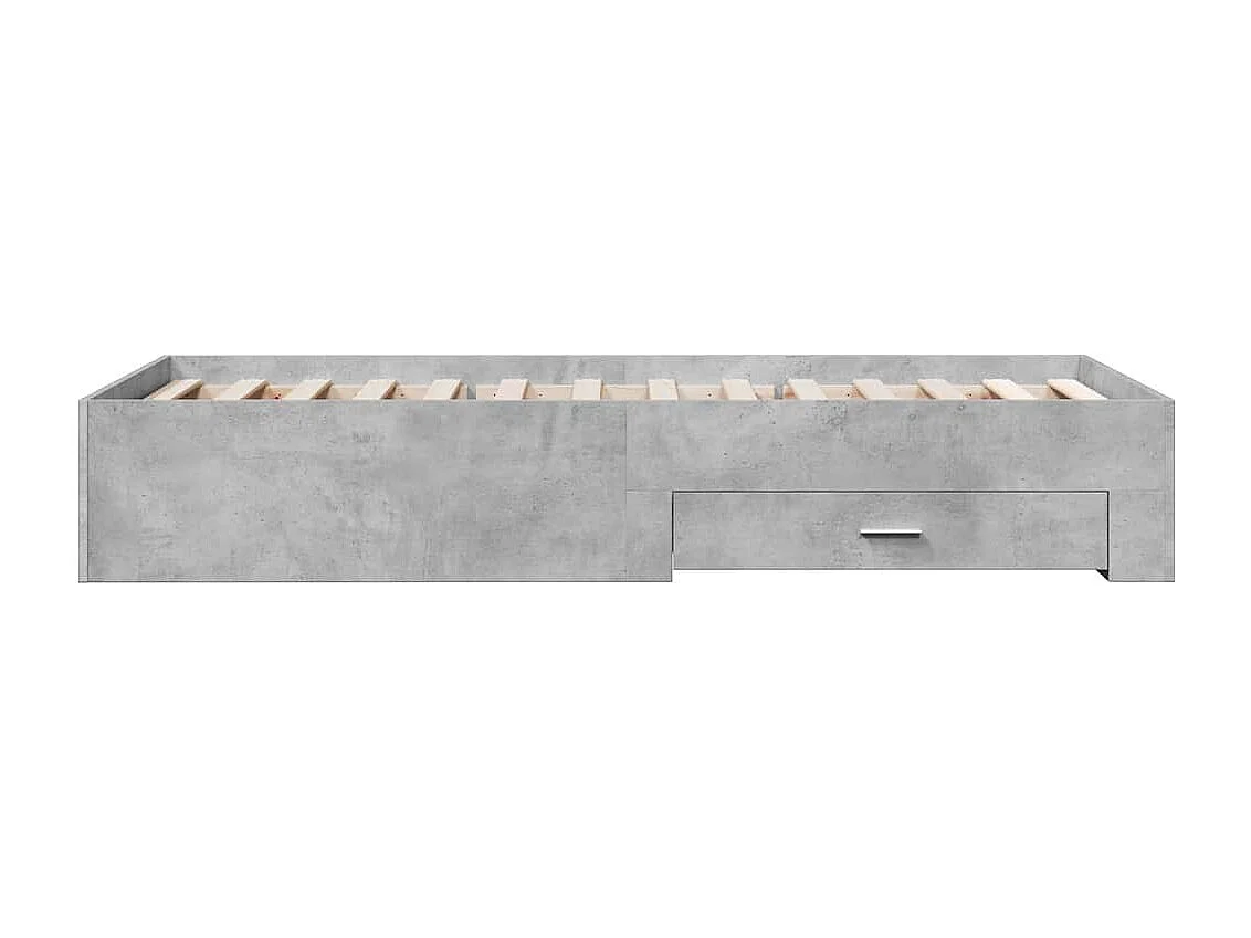 Cadre de lit avec tiroirs sans matelas gris béton 75x190 cm