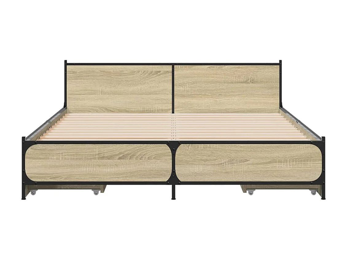 Estrutura de cama c/ gavetas derivados madeira carvalho sonoma