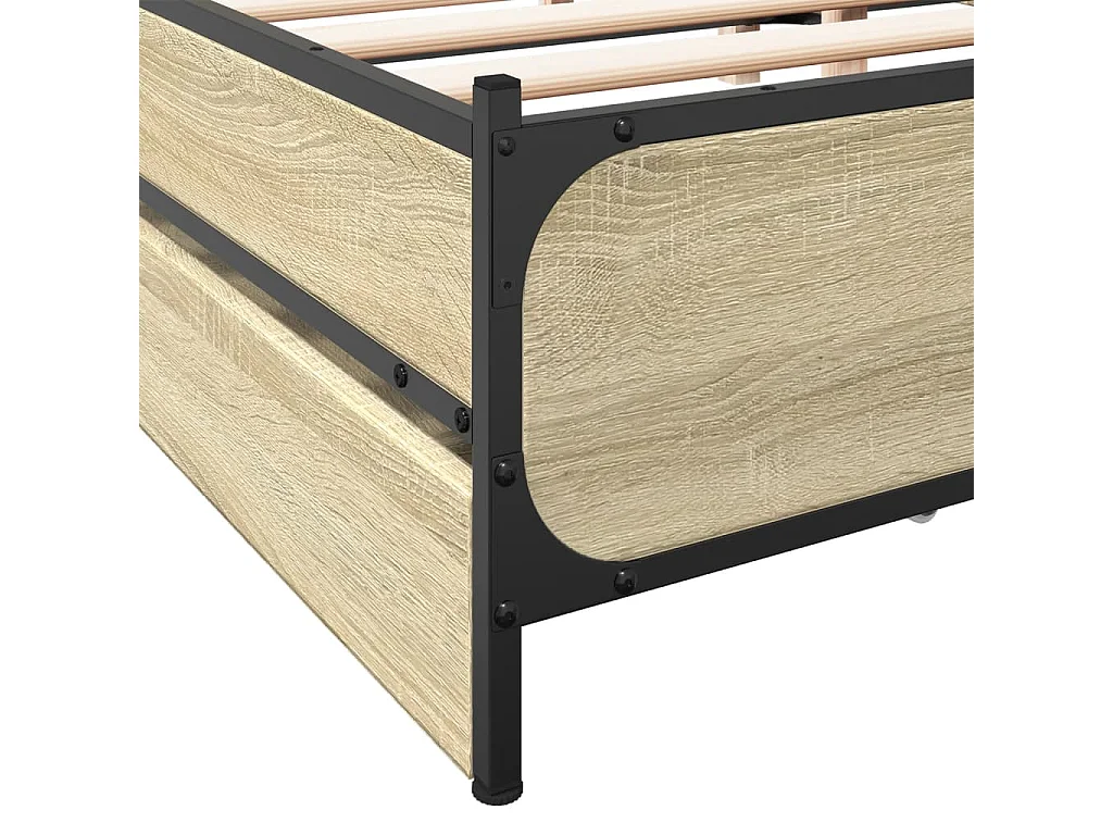 Estrutura de cama c/ gavetas derivados madeira carvalho sonoma