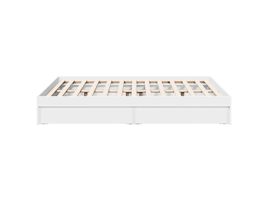 Cadre de lit avec tiroirs sans matelas blanc 135x190 cm