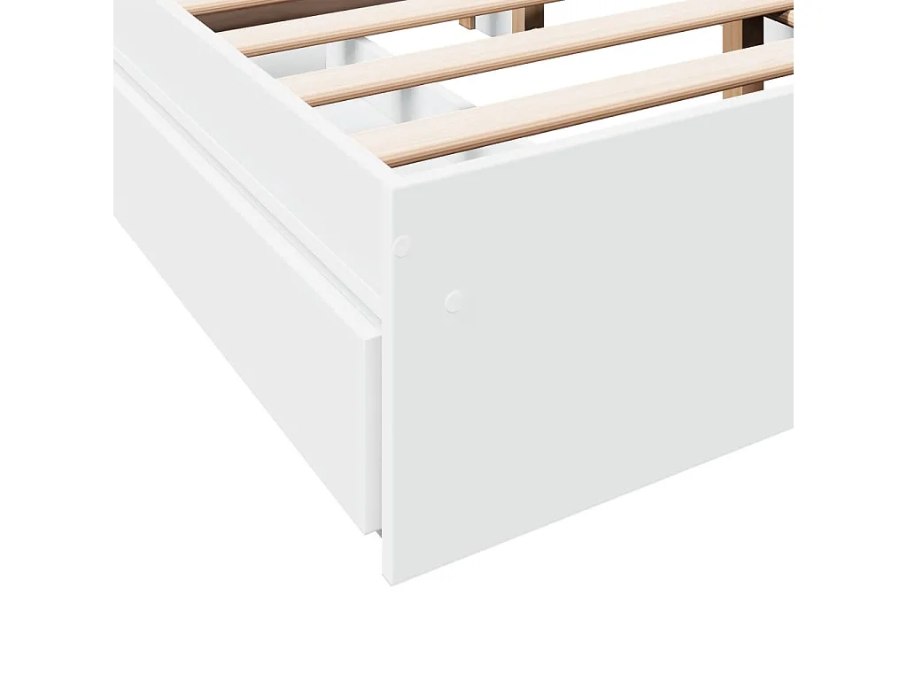 Cadre de lit avec tiroirs sans matelas blanc 135x190 cm