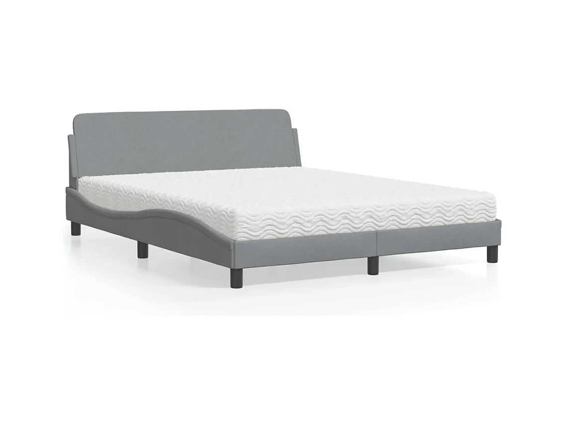 Bett mit Matratze "Dover" Hellgrau 160x200 cm Stoff