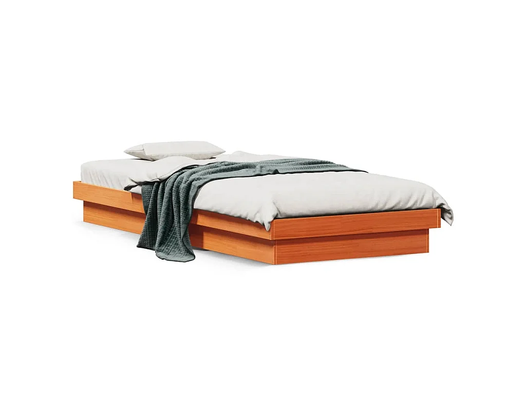 Estrutura de cama c/ LEDs 90x190 cm pinho maciço castanho mel