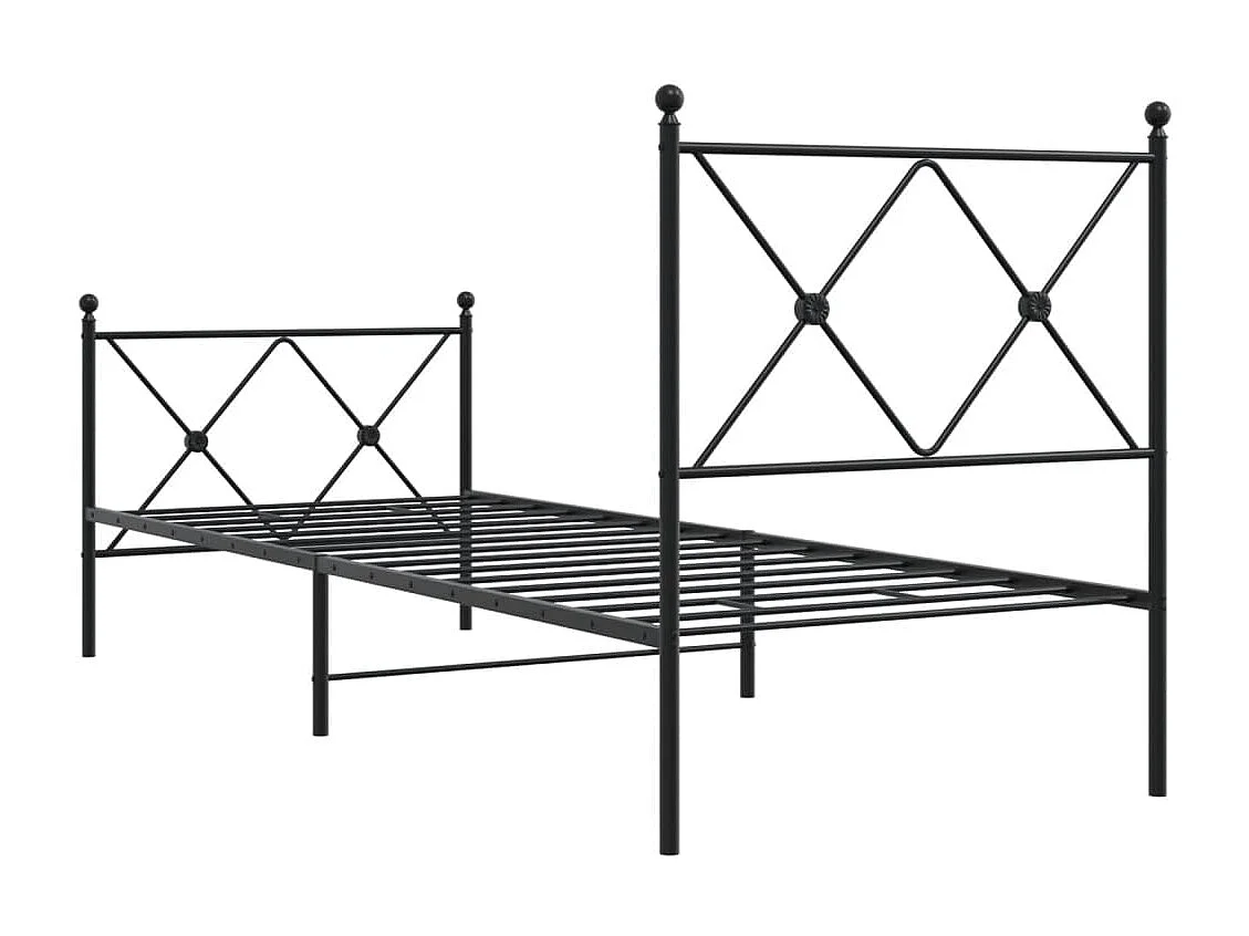 Bedframe met hoofd- en voeteneinde metaal zwart 80x200 cm