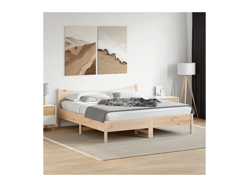 Cadre de lit sans matelas 180x200 cm bois massif de pin