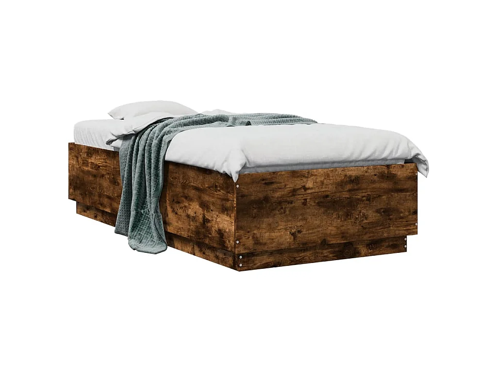Bedframe bewerkt hout gerookt eikenkleurig 75x190 cm