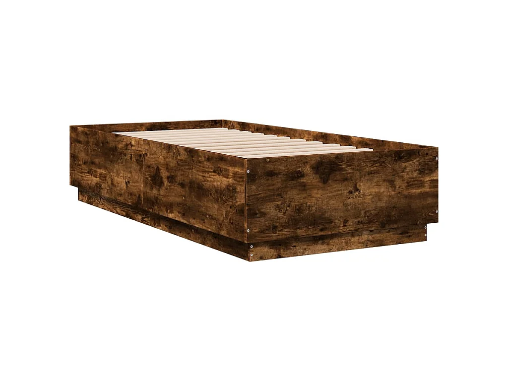 Bedframe bewerkt hout gerookt eikenkleurig 75x190 cm