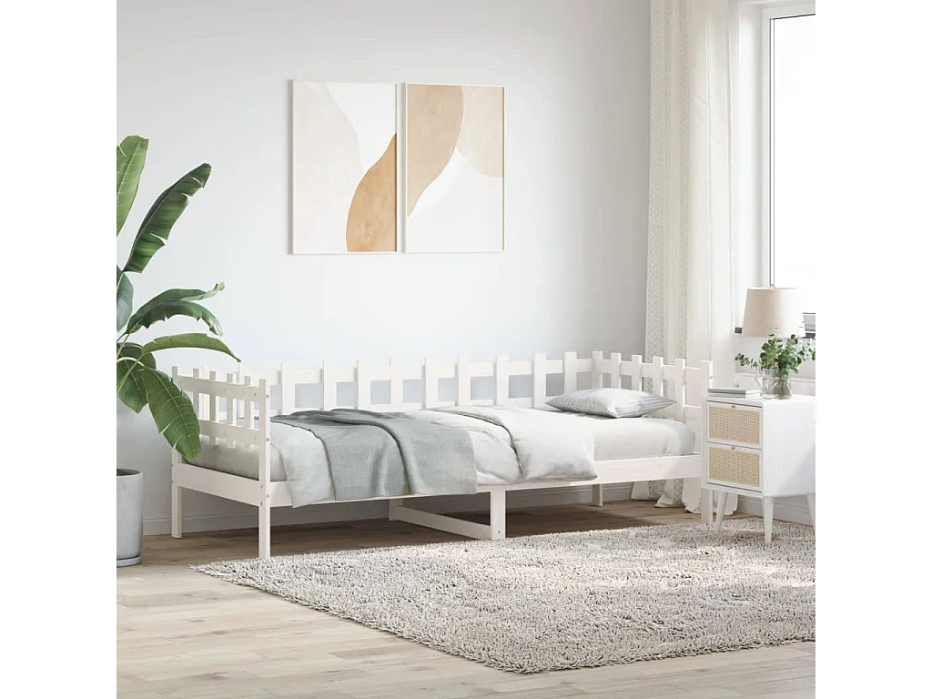 Sofá-cama sem colchão 90x190 cm madeira de pinho maciça branco